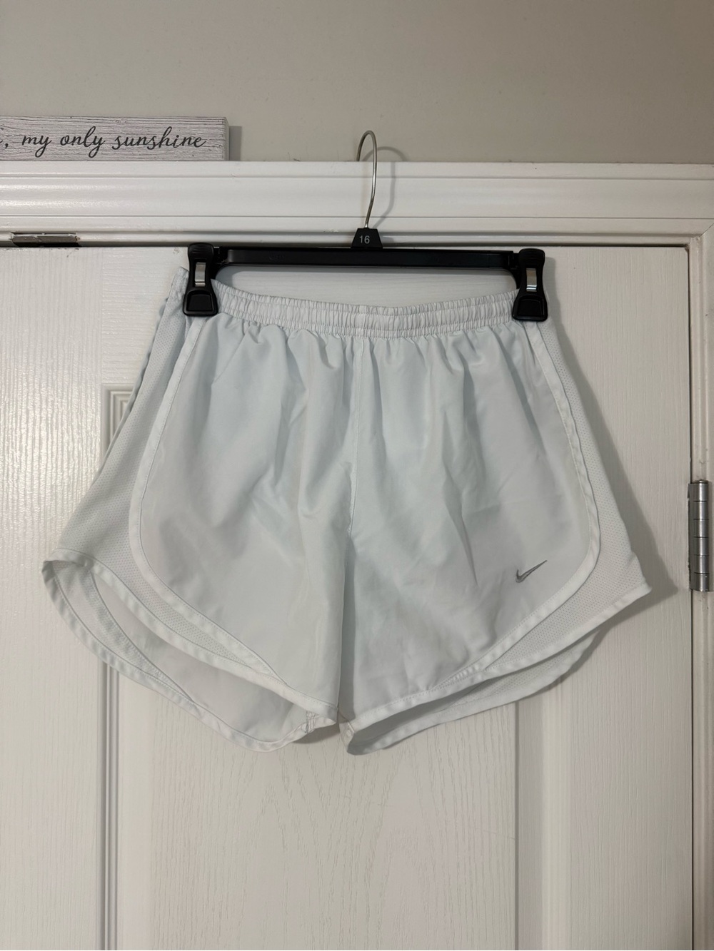 Nike White Women's Athletic Running Shorts with Subtle Swoosh